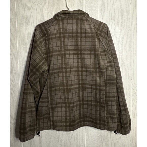 Columbia Women's Full Zip Fleece Jacket Size L Olive Moss Army Green Plaid - Picture 2 of 5